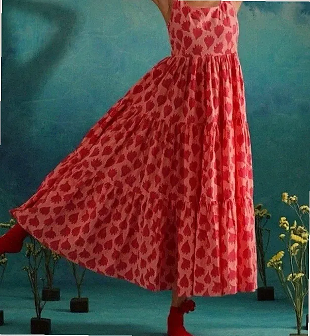 HIPPIEKLEID boho Folklore Maxikleid, Gr.M Boho Blumendruck, Stufenkleid