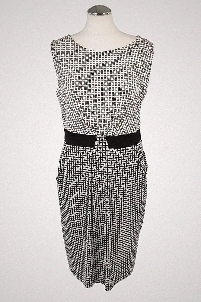 Hobbs Damen Kleid Gr. 40 (UK 14) Schwarz / Weiß Etuikleid Dress