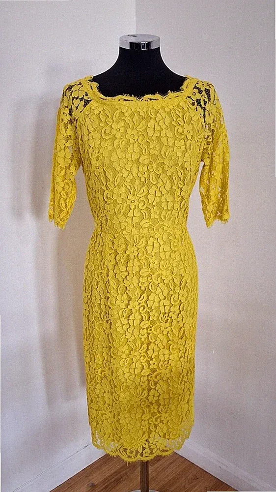Hobbs gelb Spitze Bleistiftkleid Größe 14 Miller Blumenmuster Zitrone Hochzeitsgast