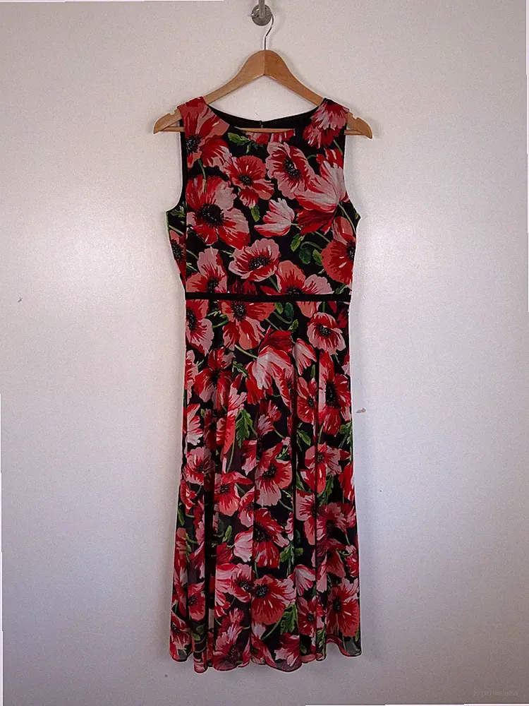 Hobbs Kleid Größe 12 Blumenmuster Carly Midi lang Anlass Cocktail Hochzeit Gast