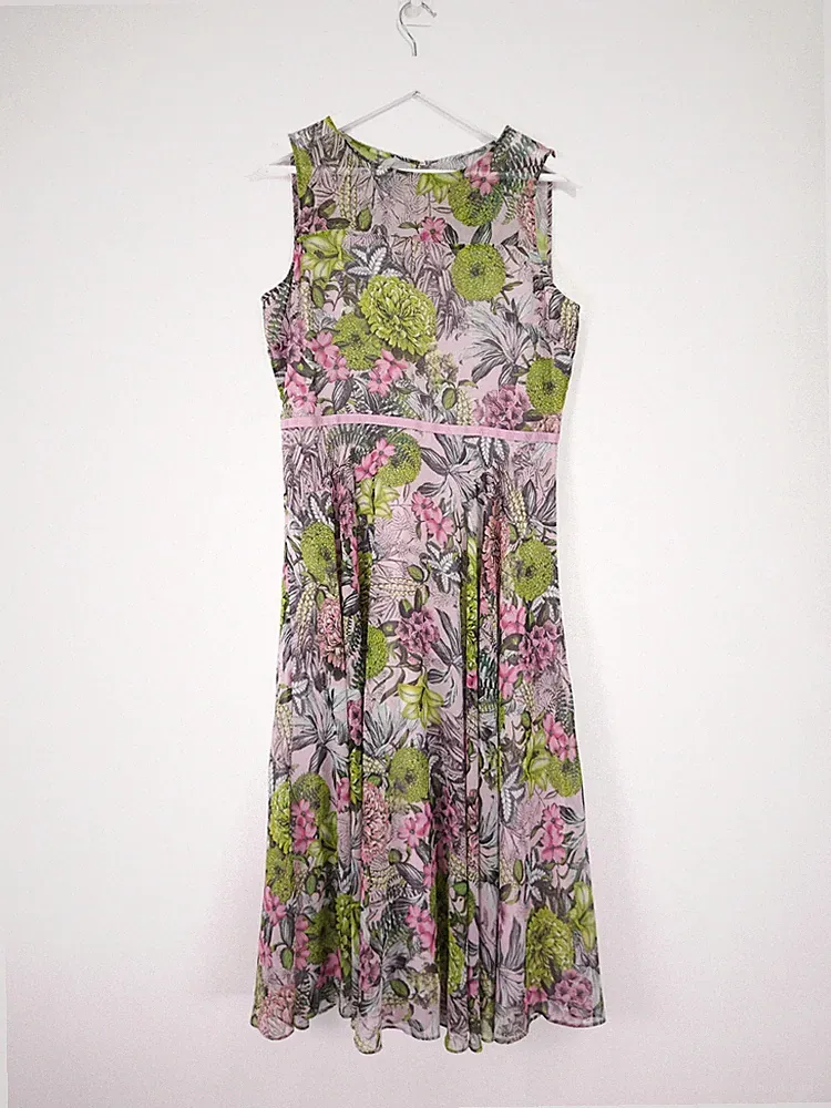 Hobbs Kleid Größe 12 rosa grün Carly Blumen Midi Anlass Hochzeit Gast Party