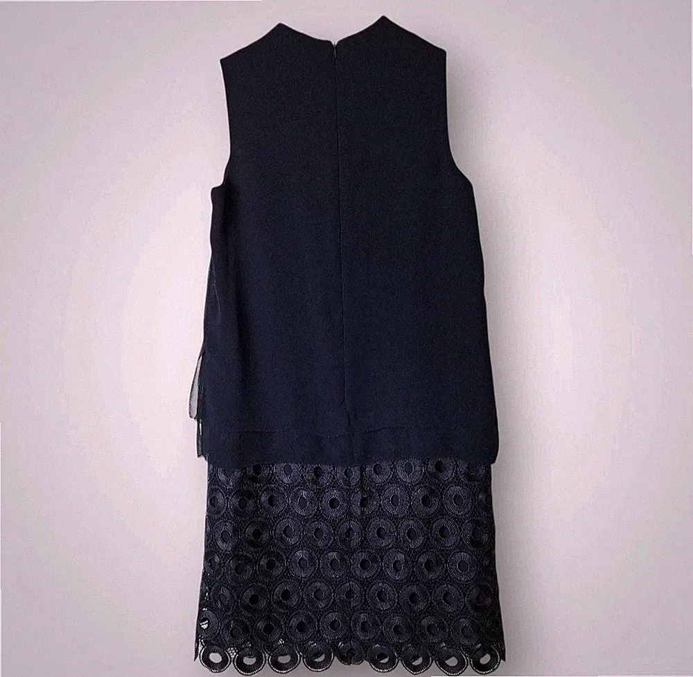 Hobbs London Etuikleid UK 8 dunkelblau Kreis Guipure Spitze Hochzeit Gast Kreuzfahrt
