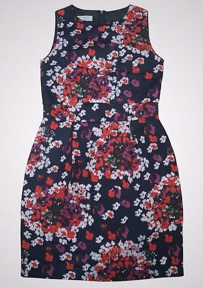 Hobbs London Floral Pencil Dress UK 12 Schwarz Rot Lila Hochzeitsgast