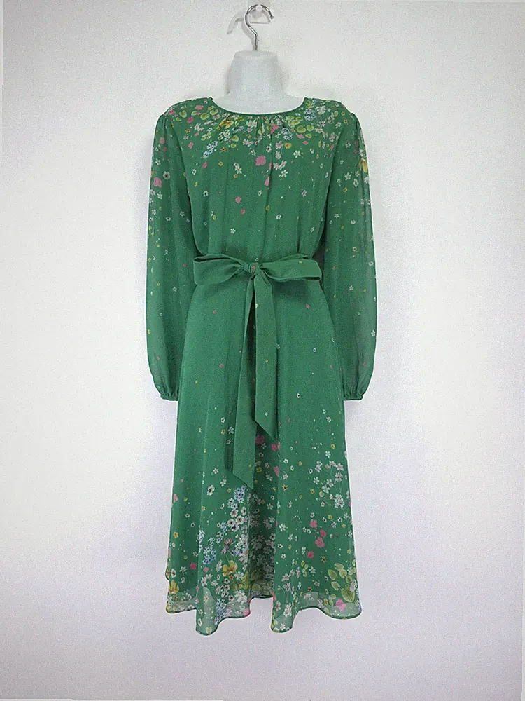 Hobbs Maria Kleid Gr. 18 grün Blumen Chiffon Midi Hochzeit Gast Anlass Party