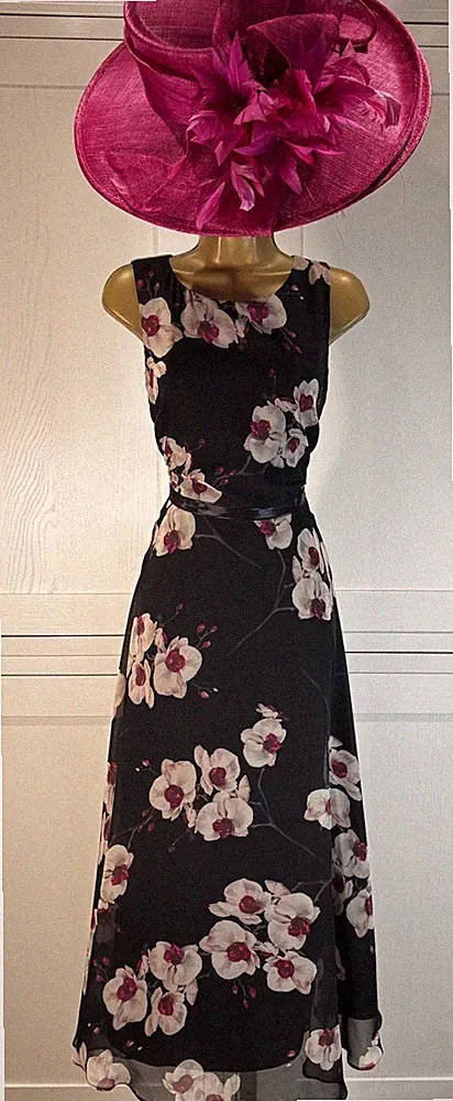 Hobbs UK 12 schwarz pink Kleid Hochzeit Brautmutter Bräutigam Gast Rennen Anlass
