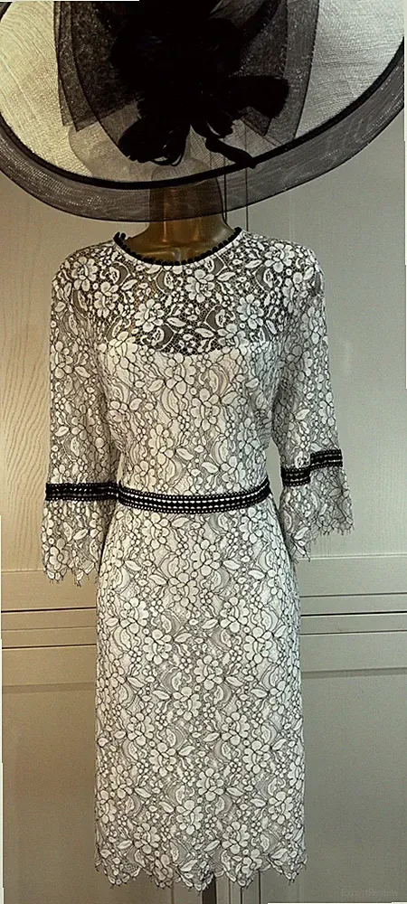 Hobbs UK 14/16 schwarz elfenbein Kleid Hochzeit Mutter Braut Bräutigam Gast Rennen Veranstaltung