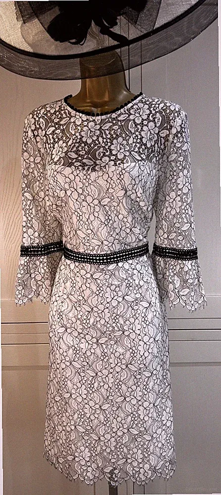 Hobbs UK 14 schwarz elfenbein Kleid Hochzeit Brautmutter Bräutigam Gast Rennen Anlass