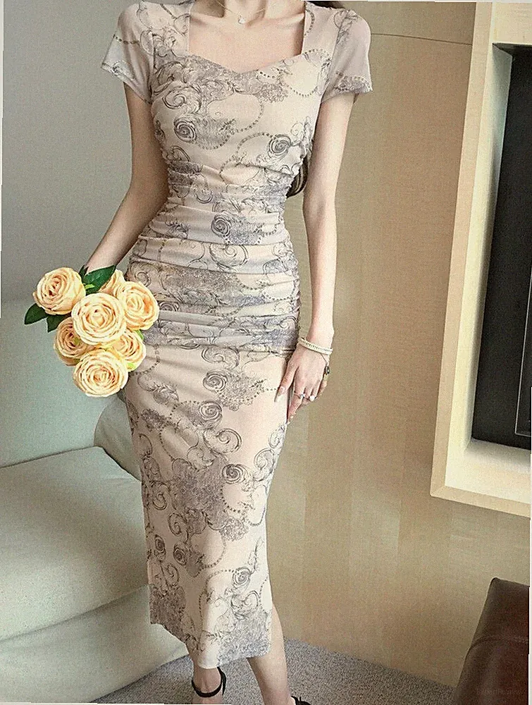Hochwertig Abendkleid Kleid Beige lang glitzer elegant Etuikleid Party Hochzeit