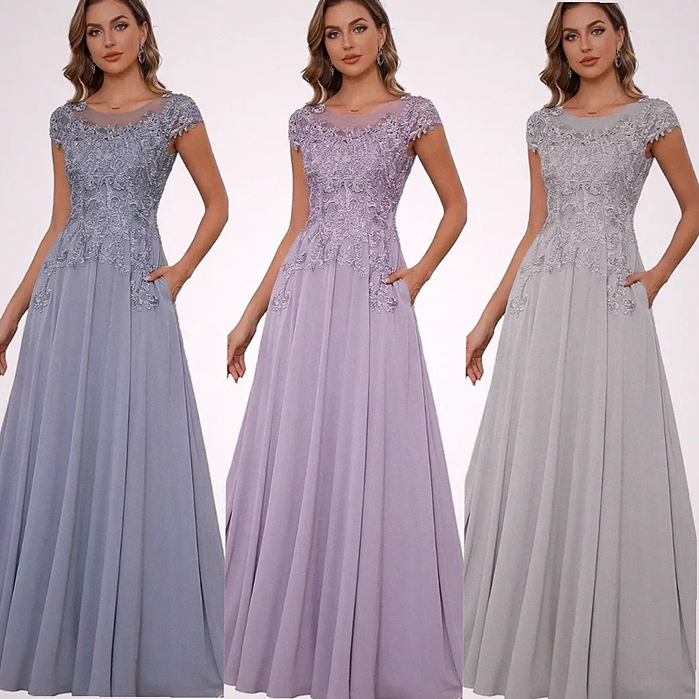 Hochzeit Brautmutterkleider A-Linie Ballkleider Damen Lang Hochzeitsgast Kleider