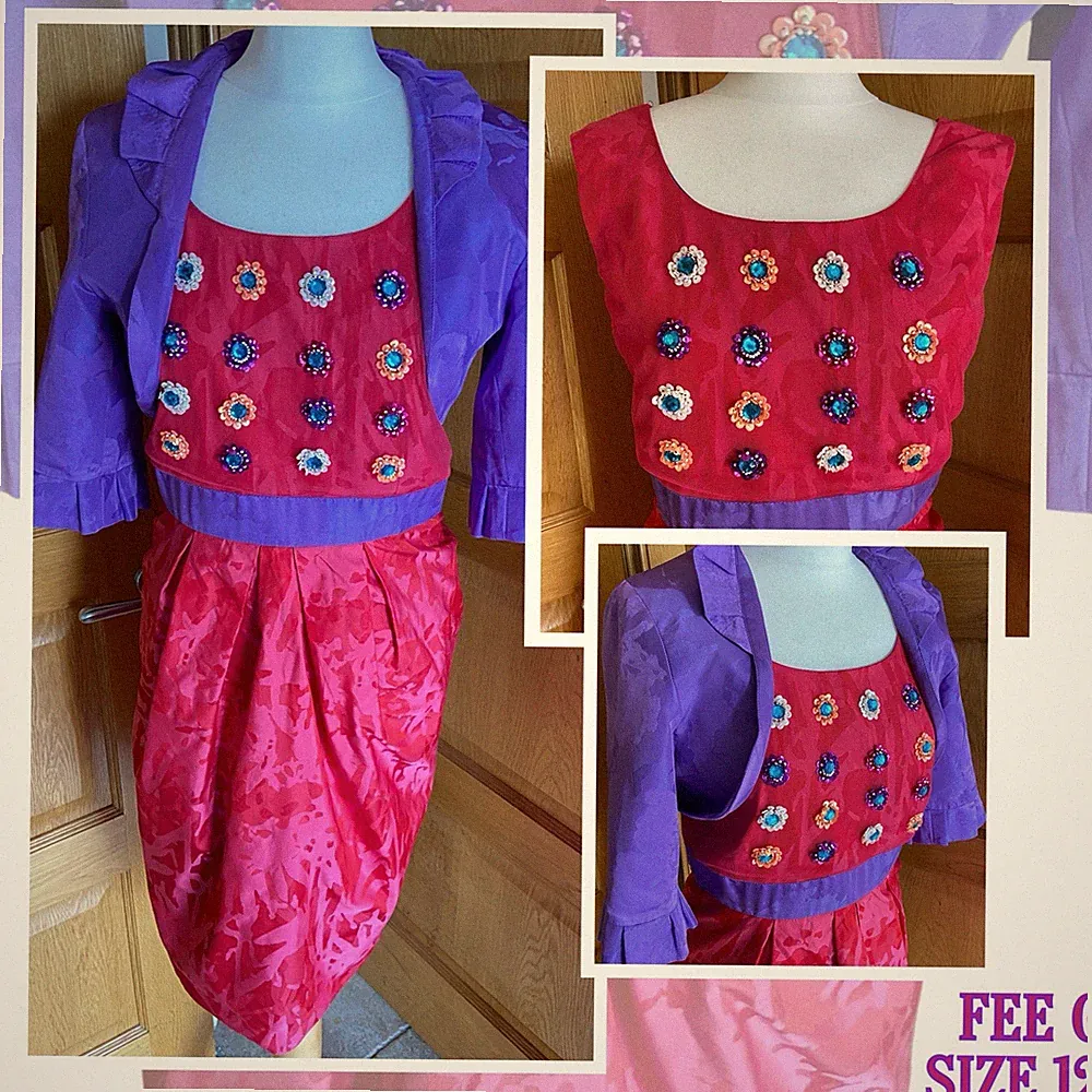 Hochzeitsgast Outfit Größe 12 Fee G Kleid Bolero rosa lila Mutter Braut Bräutigam