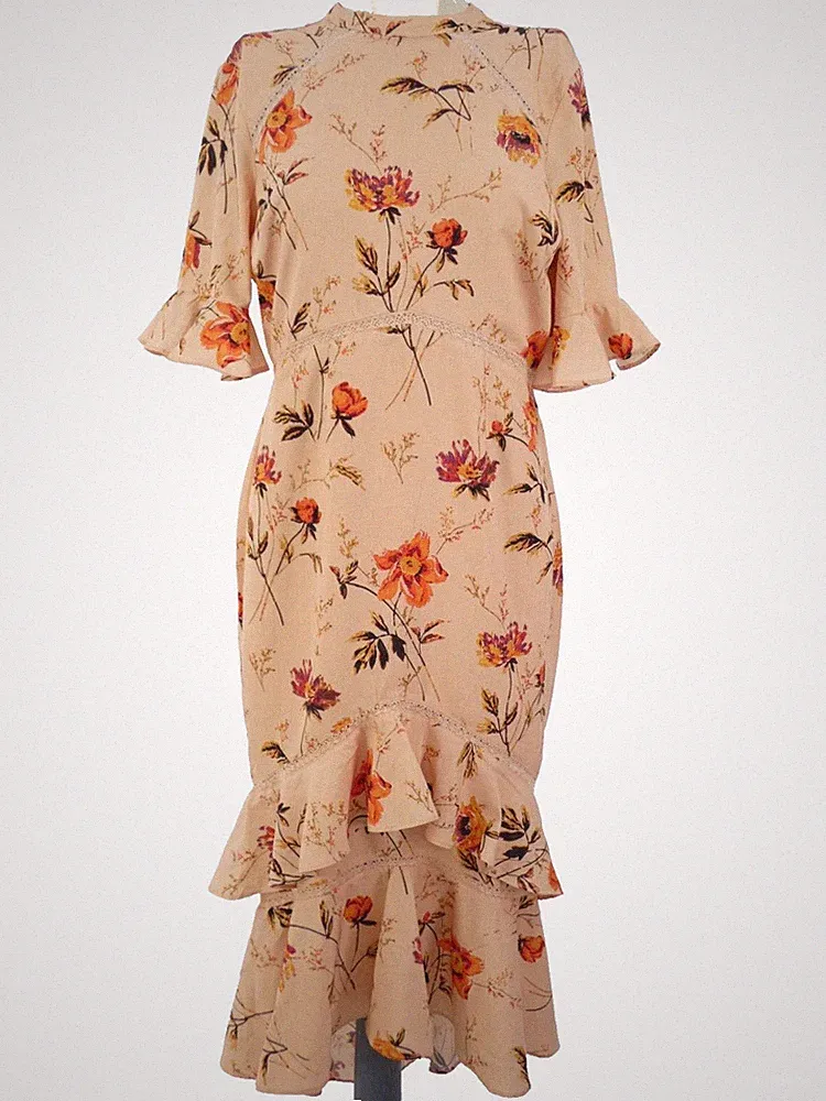 Hope & Ivy Kleid Blumen Anlass hinten offen Rüschen Hochzeit Gast UK 10