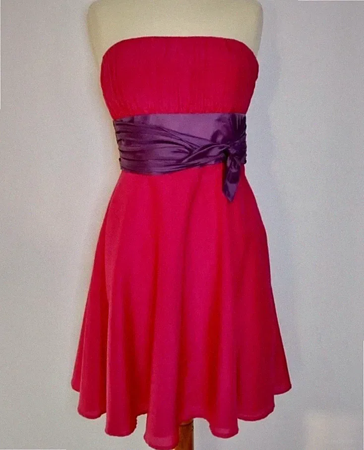 Hot Pink Sleeveless Silk Blend Dress Size 38 Paris Kate & I "Samantha" Wedding