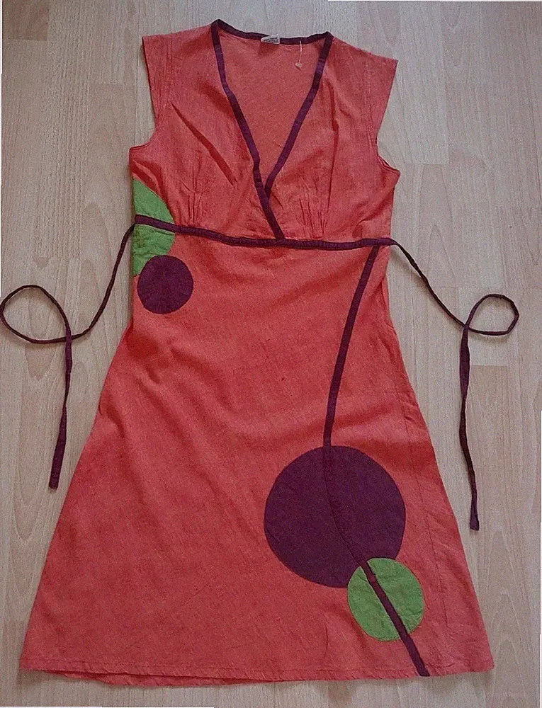 Hübsches Sommerkleid Federleicht Minikleid Design Gr.XS/S Coral/Orange Cotton
