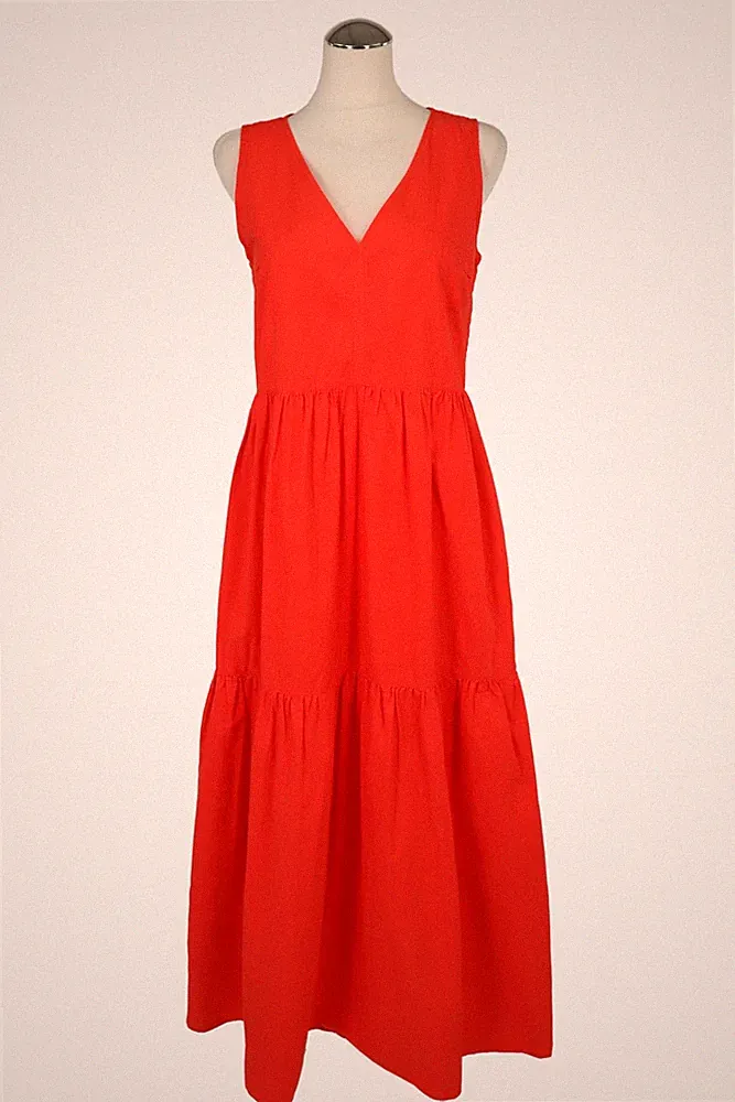 Hugo Boss Damen Kleid Gr. 32 Rot NEU Baumwolle Kleid A-Linie Dress