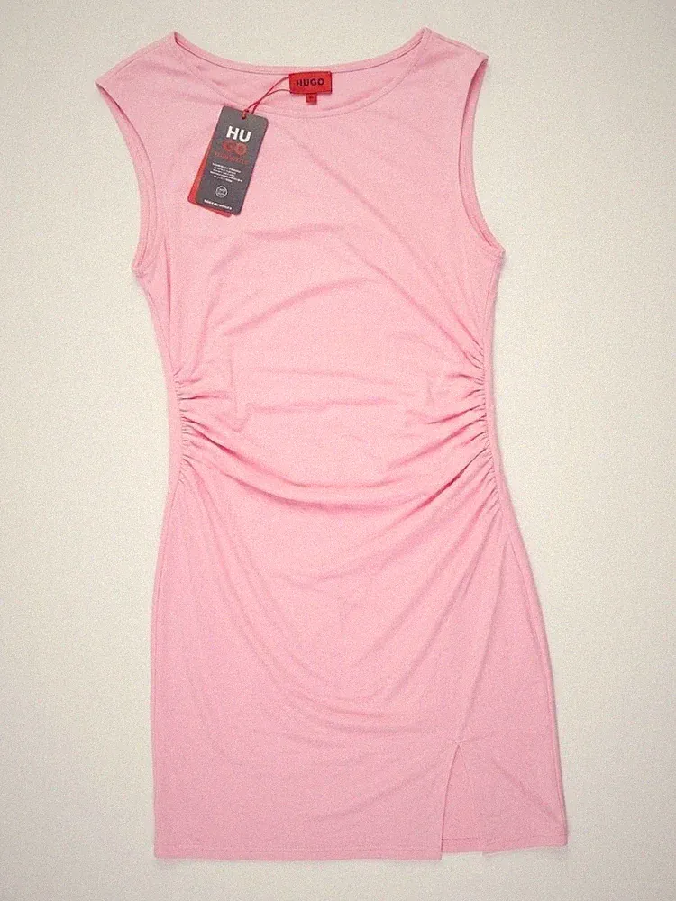 HUGO BOSS Damen Kleid Rosa Etuikleid Raffung Drapiert Neu mit Etikett