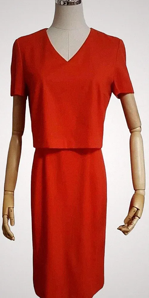 HUGO BOSS Elegantes, klassisches Damen-Wollkleid mit kurzen Ärmeln , Orange...