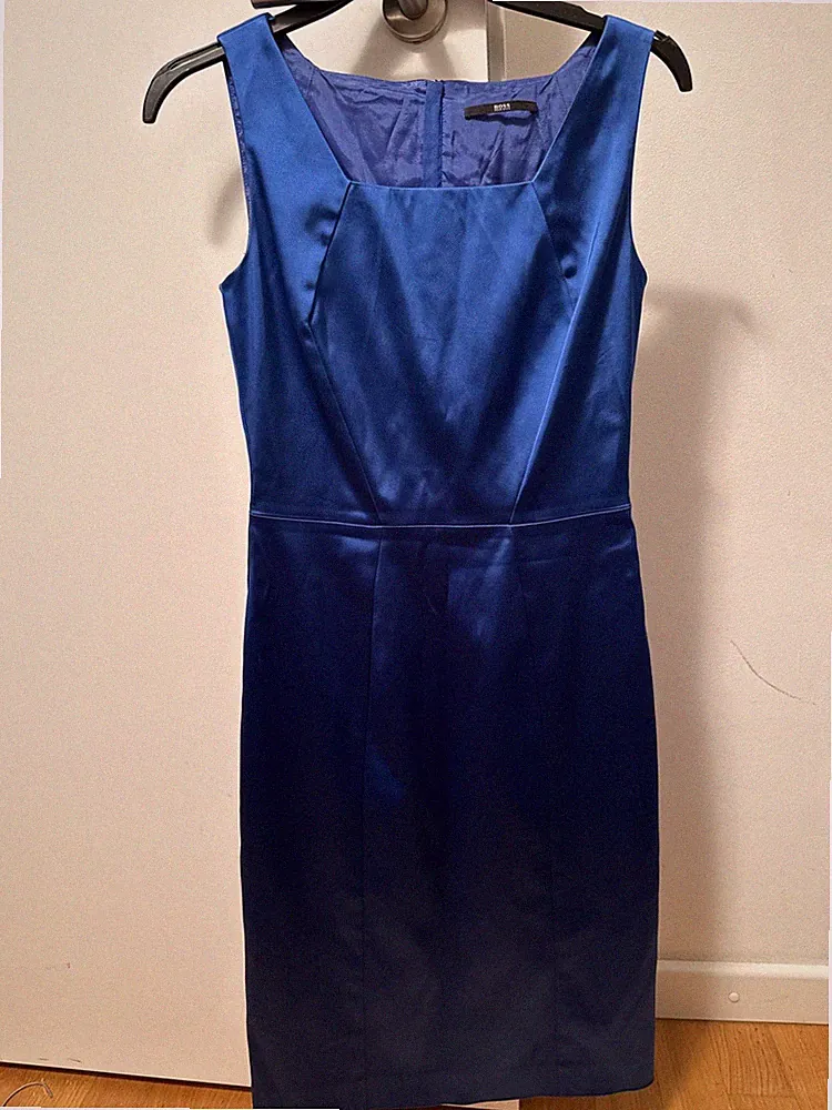 Hugo Boss Etui Edel Kleid Royal Blau 34 Xs Neuw Designer