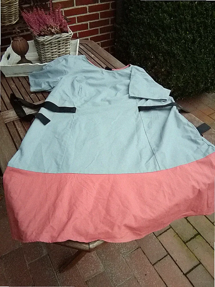 I.Scenery Kleid Baumwollkleid A Linie tailliert rosa lila Bindeband 3XL 50/52