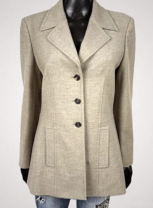 ICEBERG Damen Blazer Größe 40 Mantel beige Wolle tailliert