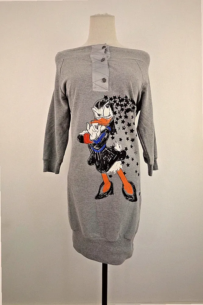ICEBERG DAMEN KLEID GR 38 DRESS WOMAN ITALY VINTAGE SWEATSHIRT BAUMWOLLE PAPAGEI
