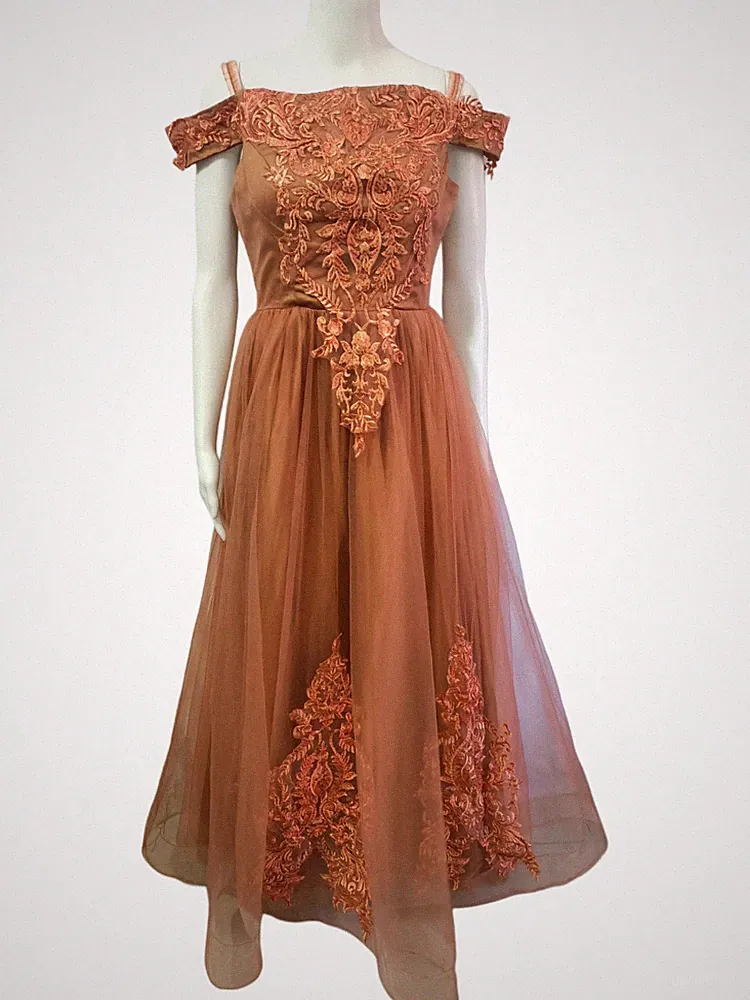 Individuelles Tüll Ballkleid S Spitze Applikation Korsett Hochzeit Gast Kleid...