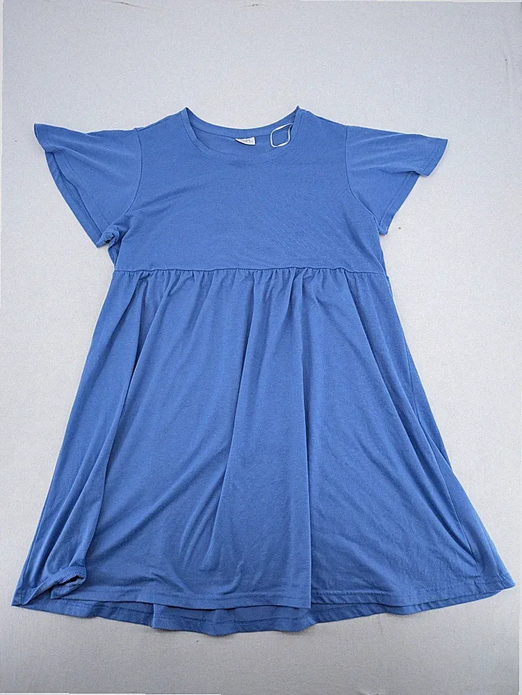 Infinity Damen Kleid Gr L Blau Sommerkleid T-Shirt Kleid Kurzarm A-Linie