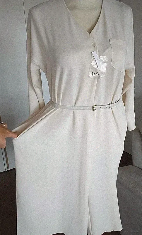 INTREND by MAX MARA ELEGANTES KLEID MIT DÜNNEM MAX MARA GÜRTEL, CREMEFARBEN