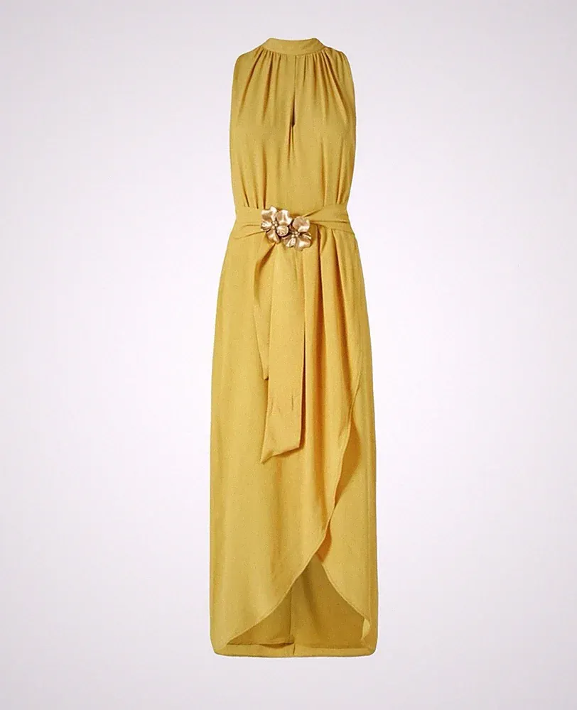 Intrend by MAX MARA🔥 Midi Kleid Seide Gelb MIDi Seide Kleid IT50_FR48_DE46