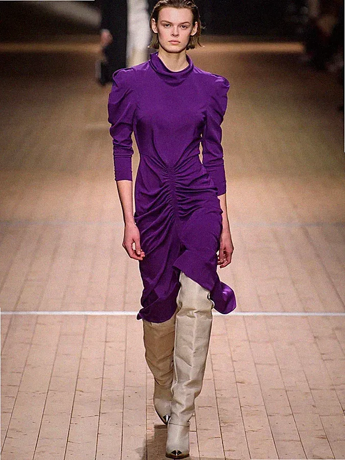 Isabel Marant Tizy Herbst 2018 Runway Kleid Lila Rüschen Sculptured 38 - UK 8/10