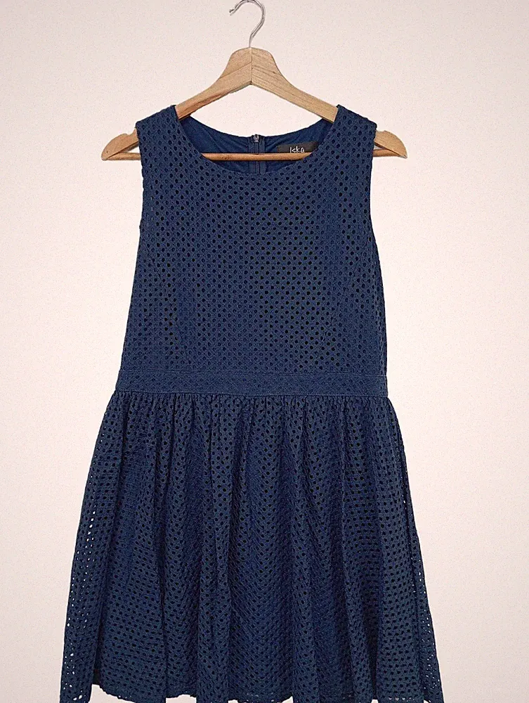 ISKA LONDON A-Linien Kleid Damen Kleid Gr. DE 44 blau Casual-Look