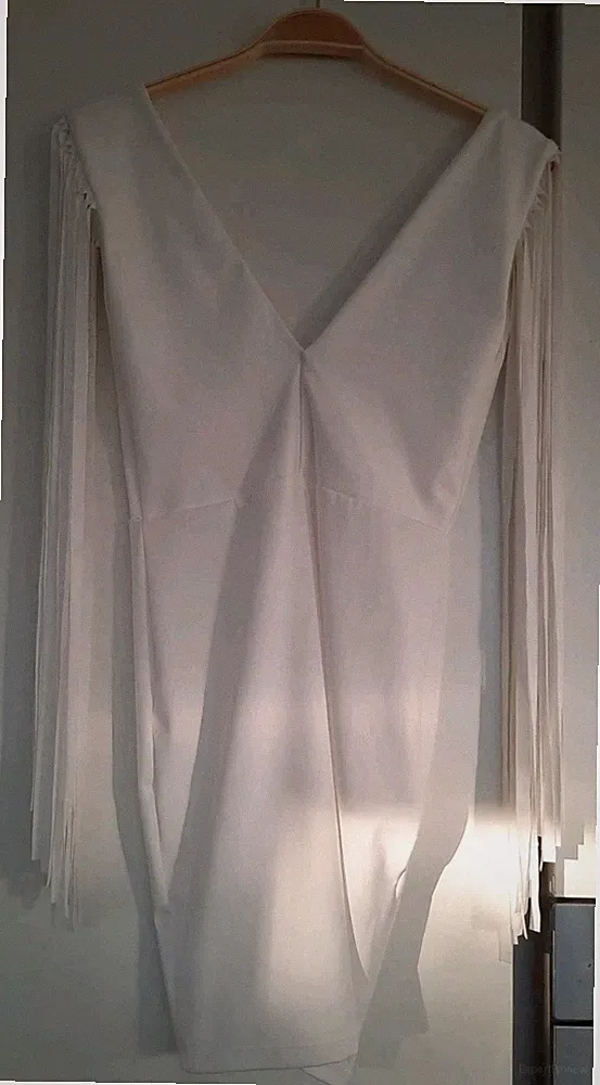 Italy A-Linie Kleid Sommerkleid Fransen Cremeweiß gr. 34/ 36 neuwertig