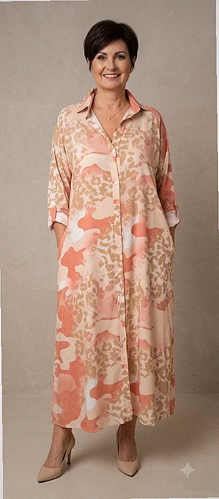 ❤ ITALY Damen Kleid Hemdblusen Kleid 44 46 48 gerader Schnitt NEU ❤