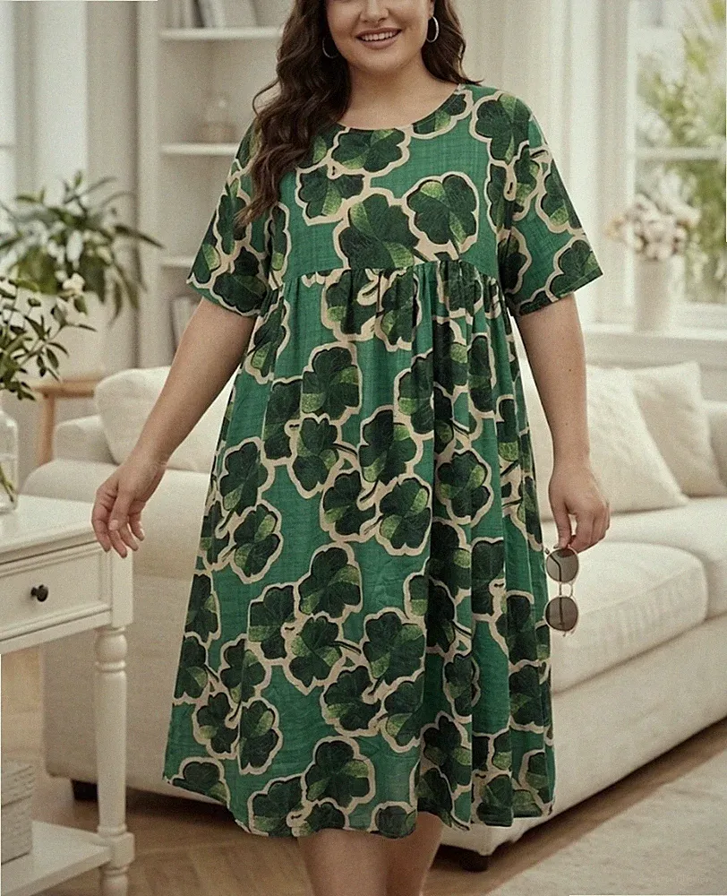 Italy Gr 48 50 52 Lagenlook Sommerkleid A-Form Oversize Kleid XL-XXL-XXXL C97