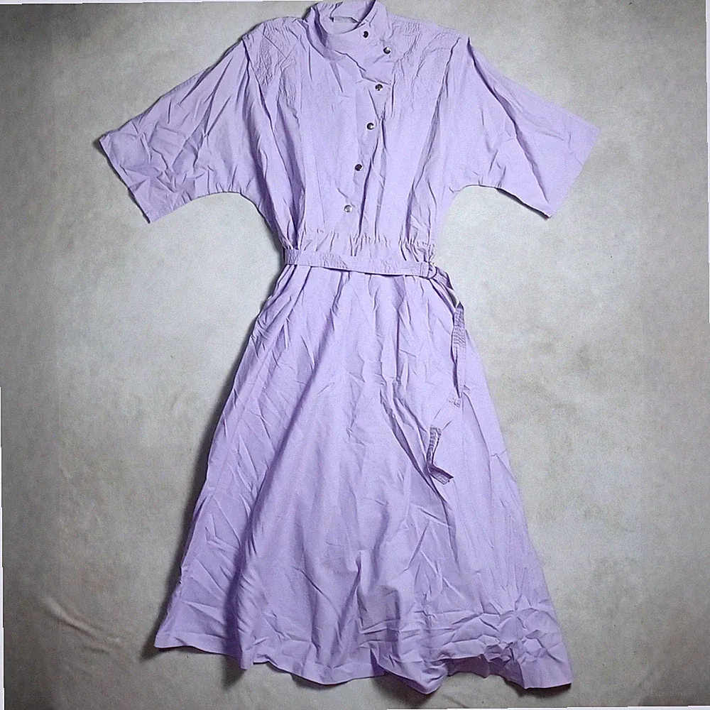 Italy Negligee Wickel Midi Kleid Damen kleiner Gürtel Aline Flieder Krankenschwester Shirt Plus