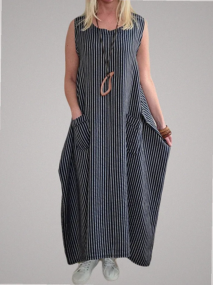 ITALY - Sommer Kleid Freizetkleid Etuikleid Lagenlook Gr.38 LEINEN dunkelblau