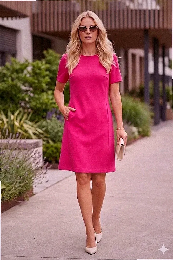 ITALY Sommerkleid Etuikleid Damenkleid Pink Gr. 40 NEU 5413 ❤️❤️❤️