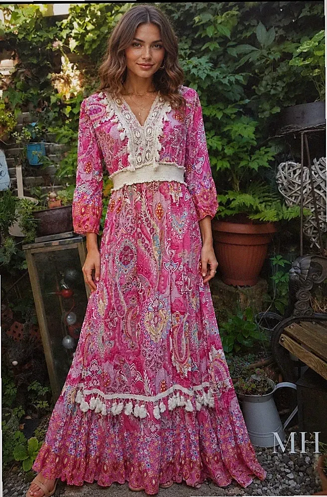 *Italy* Traumhaftes Boho Maxikleid Gr M 38 Ibiza- Strand - Urlaub - Hippie TOP
