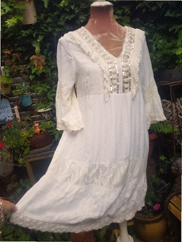 *Italy* Zauberhaftes Boho Ibiza Sommerkleid Gr S 36 38 Hippie~Ibiza ~Strand Top
