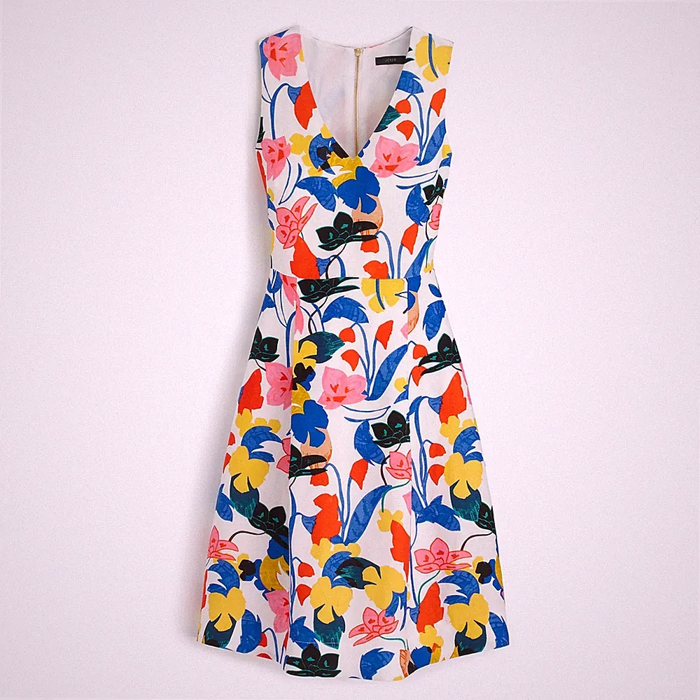 J.Crew A-Linie Kleid IN Morgen Blumenmuster Größe 6 Neu