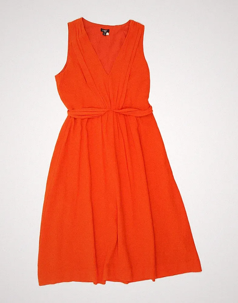 J. Crew Damen ärmelloses A-Linien-Kleid US 6 Medium rot Baumwolle DD05
