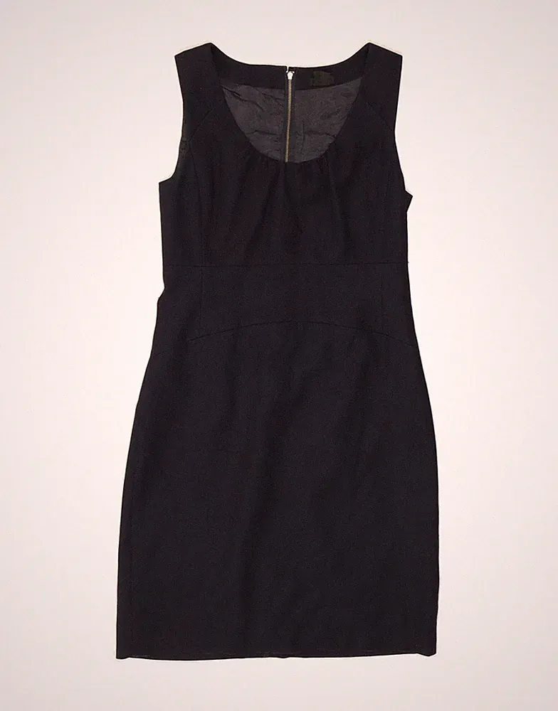 J. CREW Damen ärmelloses Etuikleid UK 0 XS dunkelblau Baumwolle OI04
