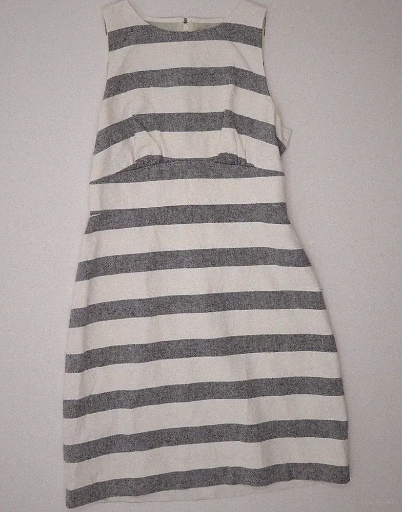 J. Crew Damen ärmelloses Etuikleid US 6 Medium weiß gestreift Baumwolle BN14