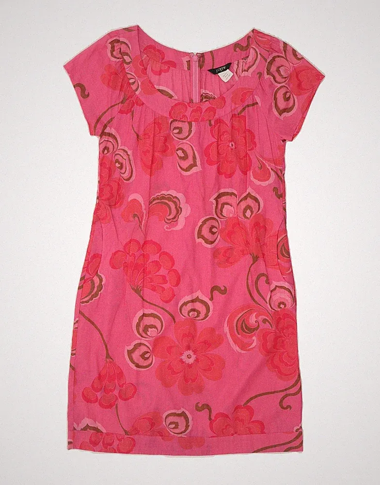 J. Crew Damen Etuikleid US 0 XS Rosa Blumen Baumwolle CF14