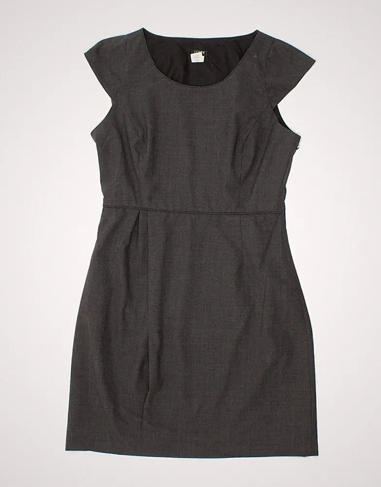 J. Crew Damen Etuikleid US 10 Large Grau Wolle ES06