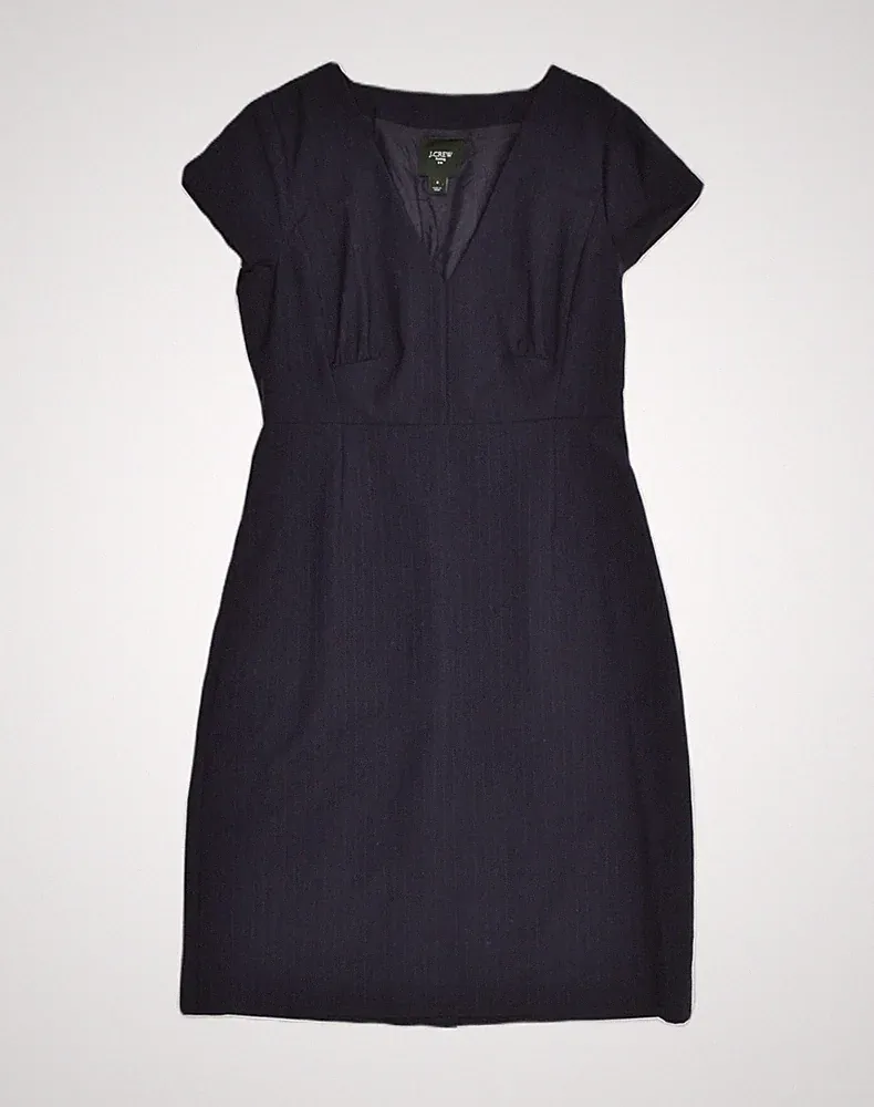J. Crew Damen Etuikleid US 6 Medium Marineblau Wolle LS03