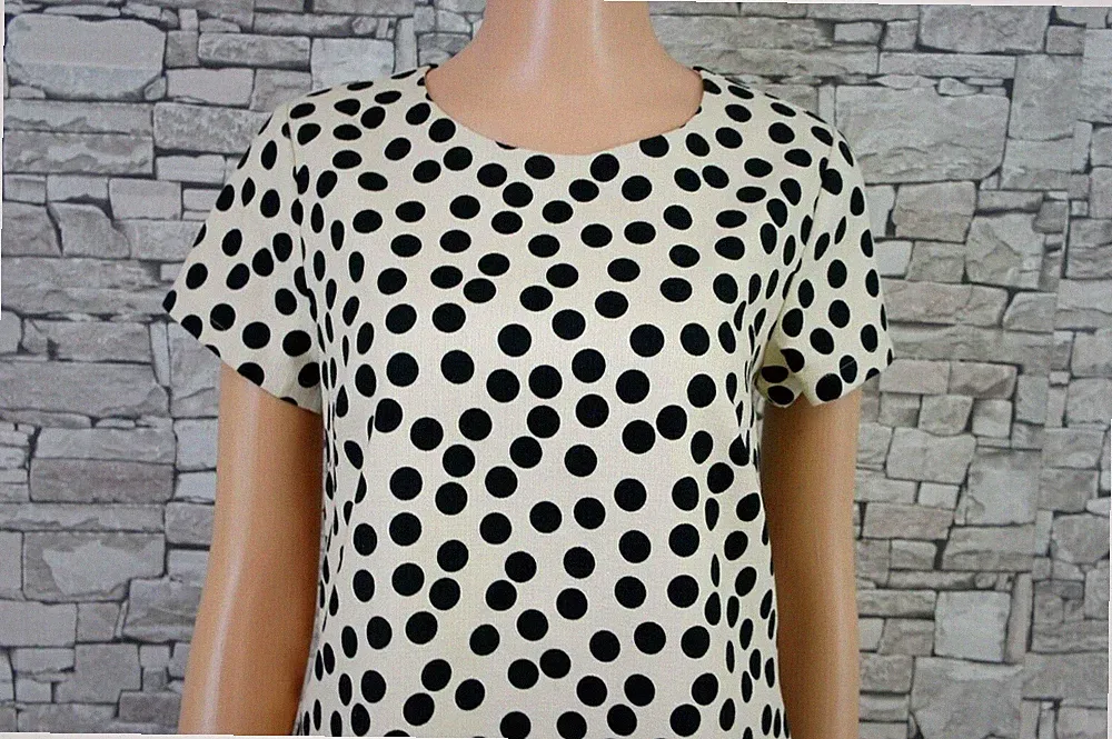 J CREW DAMEN FEST COCKTAIL BAUMWOLLE KLEID IVORY SCHWARZ DOTS 36