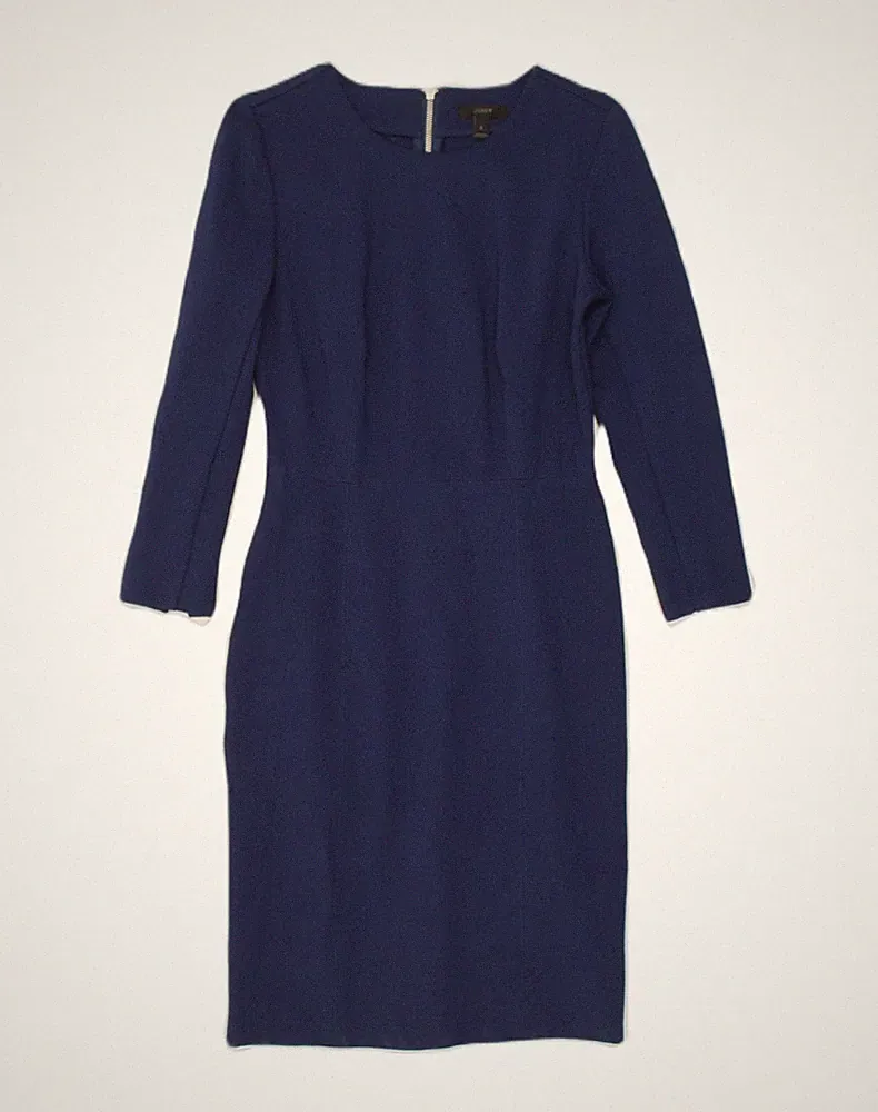 J. CREW Damen Langarm Etuikleid US 2 XS Navy Blau Viskose AN58