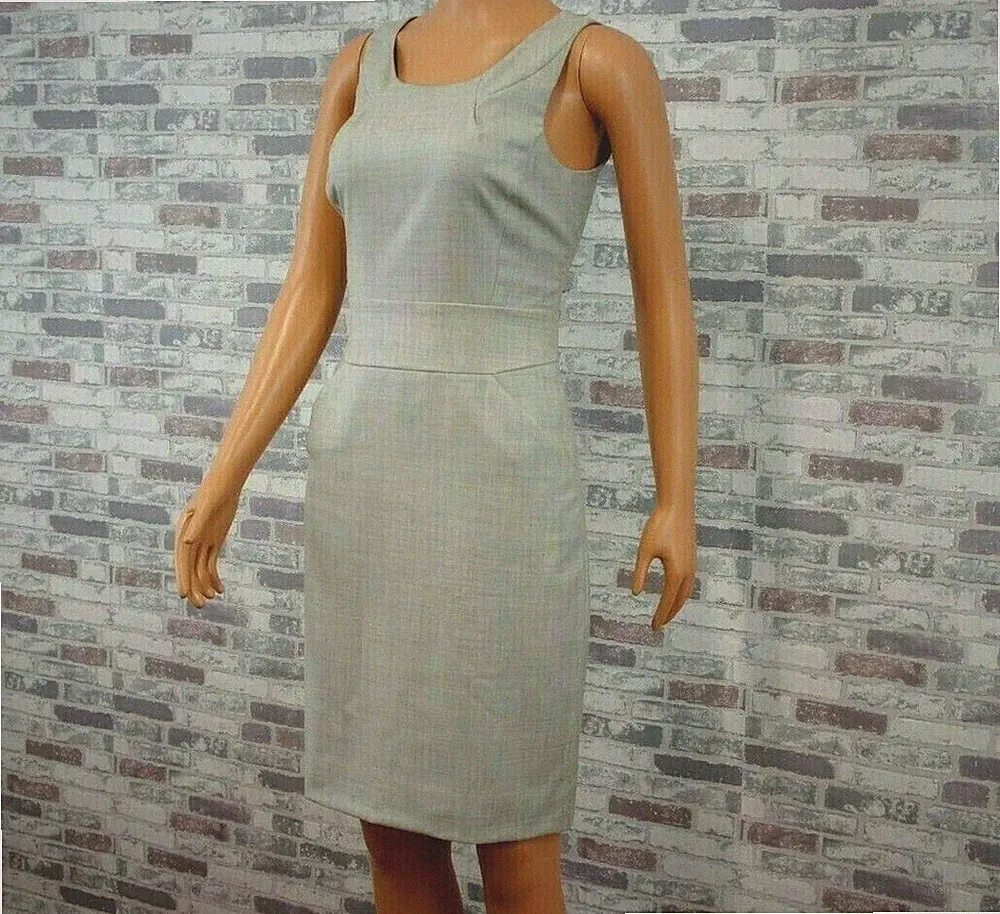J CREW DAMEN REINE WOLLE ETUI FEST BUSINESS KLEID SCHLICHT HELLGRAU 34