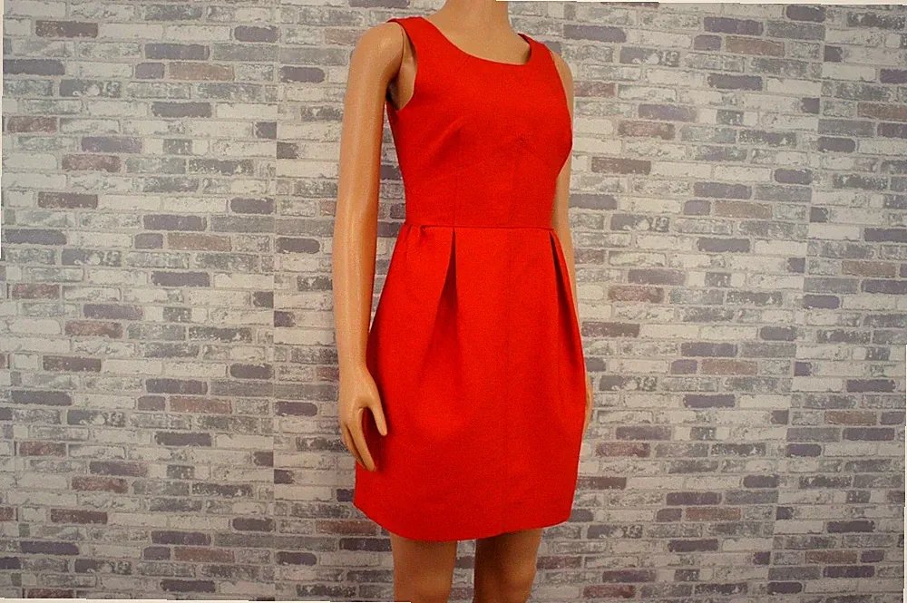 J CREW DAMEN WOLLE SEIDE ETUI FEST PARTY KLEID SCHLICHT ORANGE ROT 34