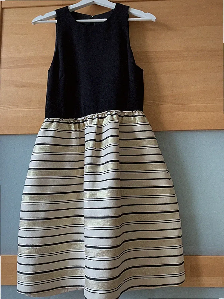 J Crew Kleid Schwarz Gold Gr 38